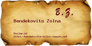 Bendekovits Zolna névjegykártya